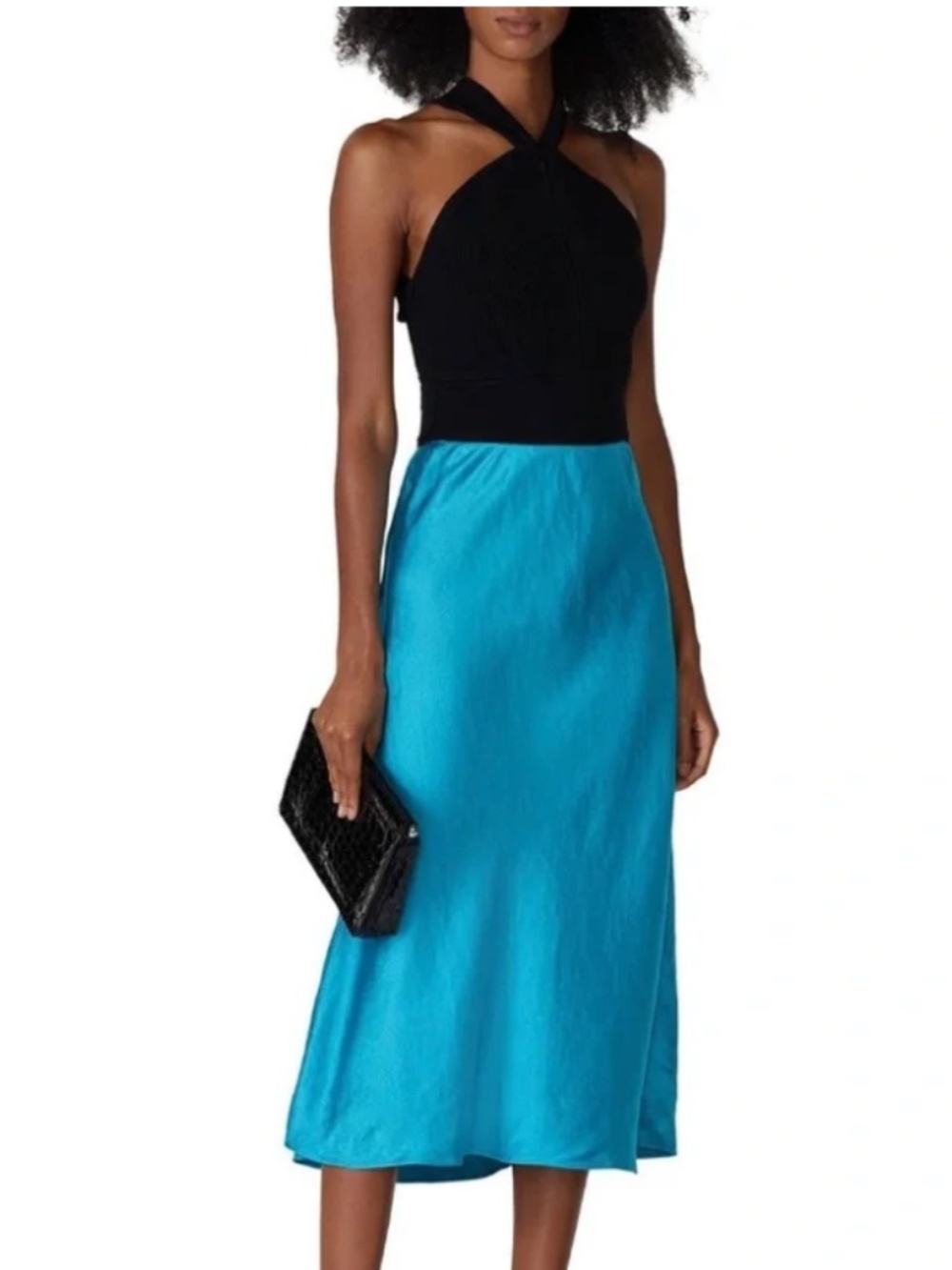 Club Monaco Turquoise Linen Blend Midi Skirt Size 4 Summer Resort Chic